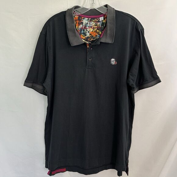 Robert Graham Shirt Size LARGE Polo Skull Rose Golf Preppy Mens - Picture 2 of 7
